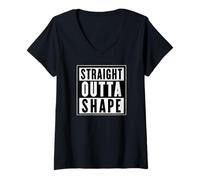 Donna Straight Out OF Shape Tees and Decor Gym Clothing and More Maglietta con Collo a V