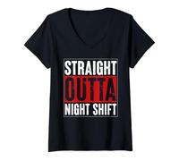 Donna Straight Out of the Night Shift Divertente infermiera Night Shift Tees Maglietta con Collo a V