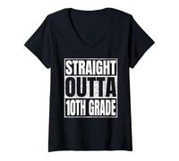 Donna Straight Outta 10th Grade Graduate Class Of 2025 Tenth Grade Maglietta con Collo a V