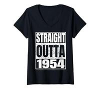 Donna Straight Outta 1954 Classic Year Birth of Birthday Vintage Maglietta con Collo a V