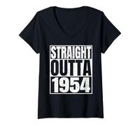 Donna Straight Outta 1954 Vintage Year Classic Birth of Birthday Maglietta con Collo a V
