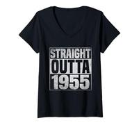 Donna Straight Outta 1955 Classic Years Vintage Birth of Birthday Maglietta con Collo a V