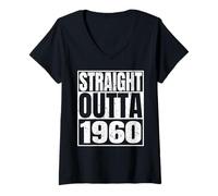 Donna Straight Outta 1960 Vintage Year Classic Birth of Birthday Maglietta con Collo a V