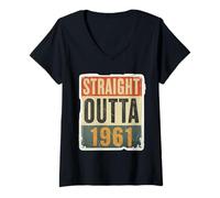 Donna Straight Outta 1961 Born Birthday Retro Vintage Uomo Donna Maglietta con Collo a V