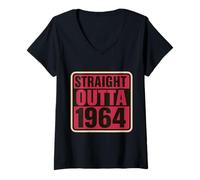 Donna Straight Outta 1964 Born Birthday Retro Vintage Donna B-Day Maglietta con Collo a V