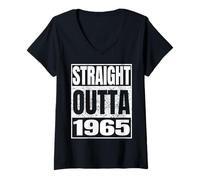 Donna Straight Outta 1965 Classic Year Birth of Birthday Vintage Maglietta con Collo a V