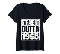 Donna Straight Outta 1965 Vintage Year Classic Birth of Birthday Maglietta con Collo a V