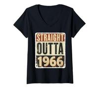 Donna Straight Outta 1966 Born Birthday Retro Vintage Uomo Donna Maglietta con Collo a V