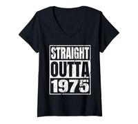 Donna Straight Outta 1975 Classic Years Birth of Birthday Vintage Maglietta con Collo a V