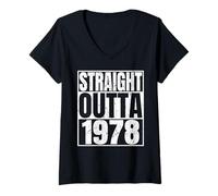 Donna Straight Outta 1978 48th Birthday Retro 48 Years Old Vintage Maglietta con Collo a V