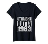 Donna Straight Outta 1983 Classic Years Vintage Birth of Birthday Maglietta con Collo a V
