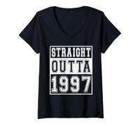 Donna Straight Outta 1997 Classic Birth of Birthday Year Vintage Maglietta con Collo a V