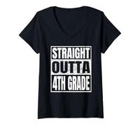Donna Straight Outta 4th Grade Class 2026 Graduation Fourth Grade Maglietta con Collo a V