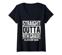 Donna Straight Outta 9th Grade Graduation Class 2026 Ninth Grade Maglietta con Collo a V