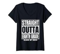 Donna Straight Outta Eighth Grade Graduation Class 2029 8th Grade Maglietta con Collo a V
