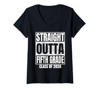 Donna Straight Outta Fifth Grade Class 2026 Graduation 5th Grade Maglietta con Collo a V