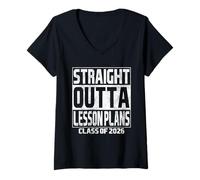 Donna Straight Outta Lesson Plans Graduation Class 2026 School Maglietta con Collo a V