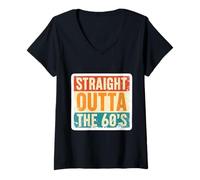 Donna Straight Outta The 60's 1960 Born Birthday Retro Vintage Maglietta con Collo a V