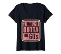 Donna Straight Outta The 60's 1960 Born Birthday Vintage da donna Maglietta con Collo a V