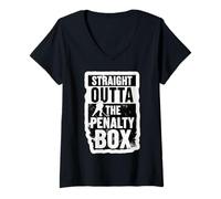 Donna Straight Outta The Penalty Box - Portiere per giocatore di hockey su ghiaccio Maglietta con Collo a V