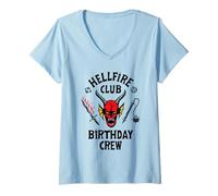 Donna Stranger Things Birthday Crew Ufficialmente Autorizzato Maglietta con Collo a V