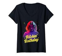 Donna Stranger Things Bitchin' Birthday Ufficialmente Autorizzato Maglietta con Collo a V