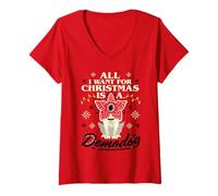 Donna Stranger Things Demodog Christmas Maglietta con Collo a V