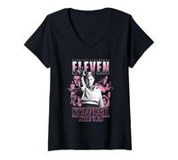 Donna Stranger Things Eleven Poster Maglietta con Collo a V