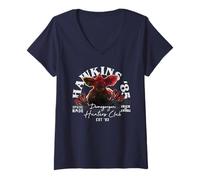 Donna Stranger Things Hawkins 85 Demogorgon Hunters Maglietta con Collo a V