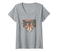 Donna Stranger Things Hawkins Tigers Scratch Maglietta con Collo a V