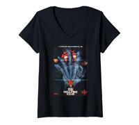 Donna Stranger Things Hellfire Poster Maglietta con Collo a V