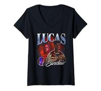 Donna Stranger Things Lucas Homage Maglietta con Collo a V