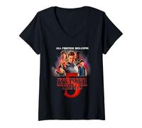 Donna Stranger Things Season Five Poster Maglietta con Collo a V