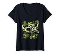 Donna Stranger Things Tales from '85 Graffiti Glow Maglietta con Collo a V