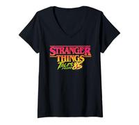 Donna Stranger Things Tales from '85 Logo Maglietta con Collo a V