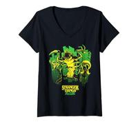 Donna Stranger Things Tales from '85 Monster Plants Maglietta con Collo a V