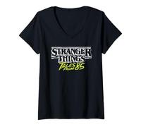 Donna Stranger Things Tales from '85 Two Tone Logo Maglietta con Collo a V