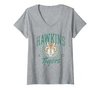 Donna Stranger Things Tiger Laurel Maglietta con Collo a V