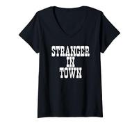 Donna Straniero a Town Western Maglietta con Collo a V