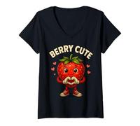 Donna Strawberry Berry Cute Funny Fruit Maglietta con Collo a V