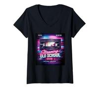 Donna Streaming Old School Video Retro 80s 90s Tape Maglietta con Collo a V