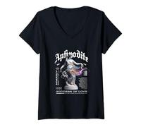 Donna Streetwear Afrodite - Bold Urban Aesthetic Maglietta con Collo a V
