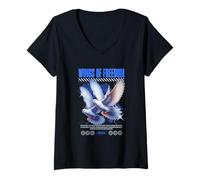 Donna Streetwear - Wings of Freedom - Audace estetica urbana Maglietta con Collo a V