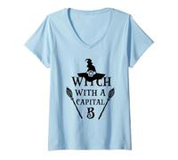 Donna Strega con la maiuscola B Halloween Divertente Festa in Costume impertinente Maglietta con Collo a V