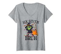 Donna Strega Dabbing Sei Sette Bruh 6 7 Halloween 67 Bruh Maglietta con Collo a V