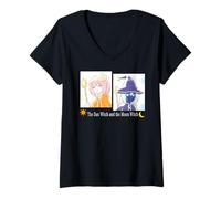 Donna Strega del Sole e Strega della Luna Maglietta con Collo a V