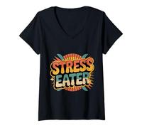 Donna Stress Eater Comfort emotivo per Lo spuntino - Maglietta con Collo a V