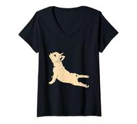 Donna Stretching & Yoga - Bulldog francese, proprietari di cani uomini e donne Maglietta con Collo a V