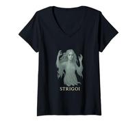 Donna Strigoi Femminile Notte Spiriti del Folklore Rumeno Gotico Maglietta con Collo a V