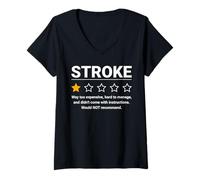 Donna Stroke One Star Valutazione Divertente Consapevolezza dell'ictus Attacco cerebrale Maglietta con Collo a V